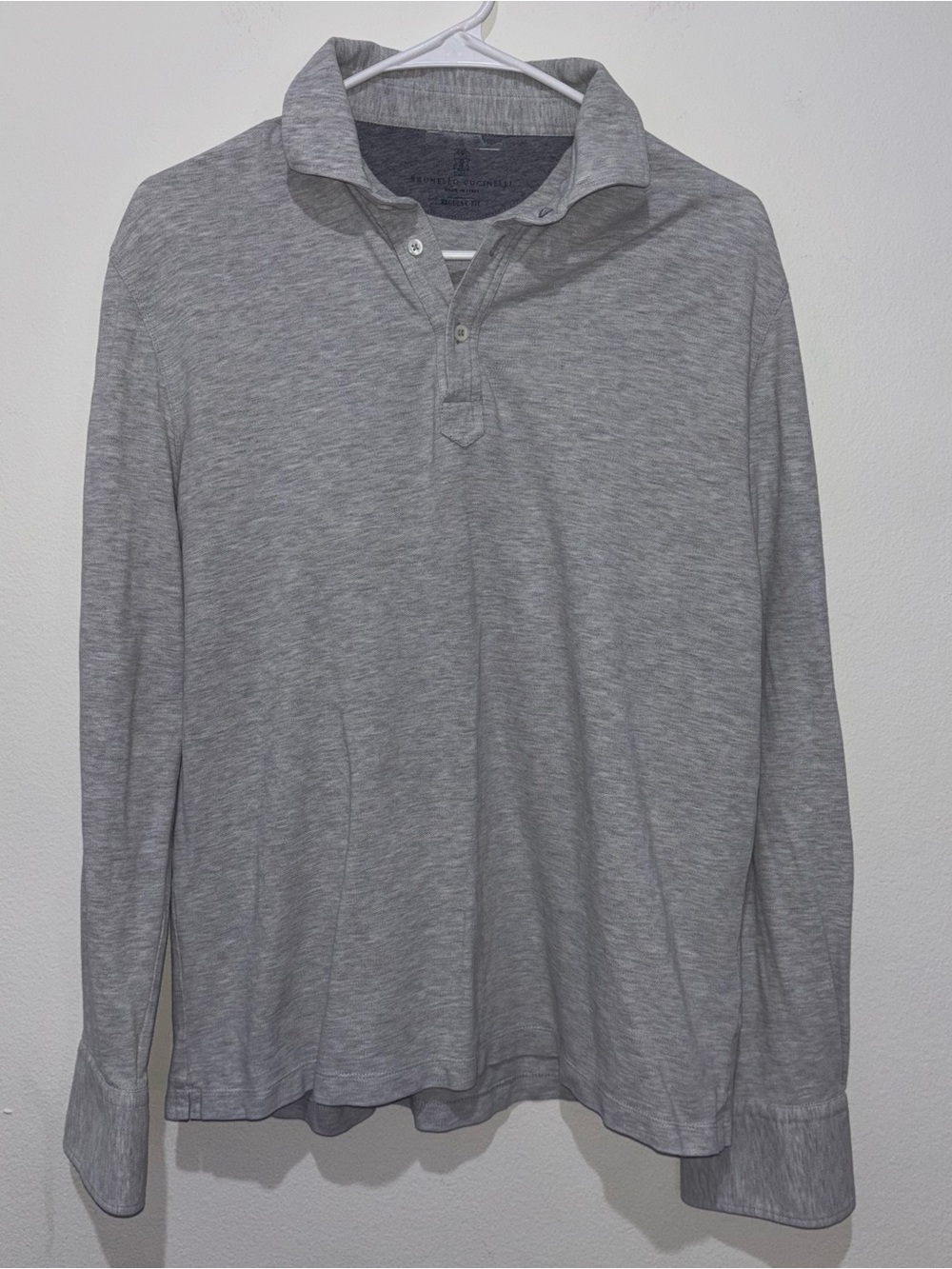 Brunello Cucinelli Size Italian 50 Gray Polo Long Sleeve